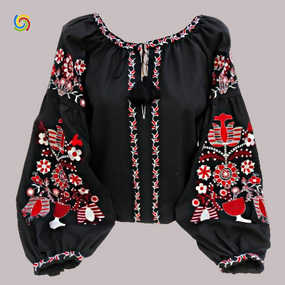 Рубашка Украинская вышиванка  31879 цвет чёрный размер L/XL