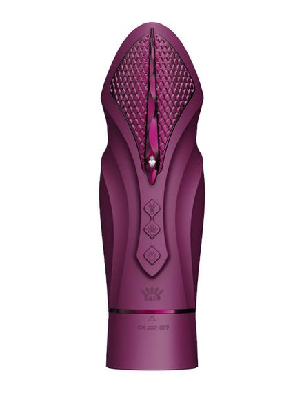 Компактна смарт секс-машина Zalo – Sesh Velvet Purple, 2 насадки, пульт ДК, кристал Swarovski | Зображення 6