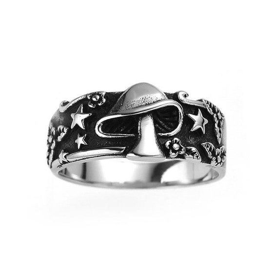 Кольцо в виде гриба и звезд регулируемый