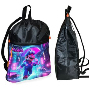 Рюкзак-мішок для взуття, спортивної форми Супер Маріо «Super Mario» дитяча сумка для змінки з розширювачем (01330)