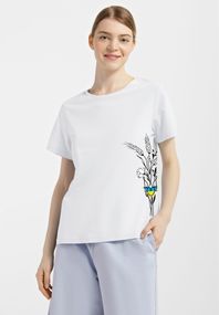 Футболка жіноча біла з принтом "Колоски", XL