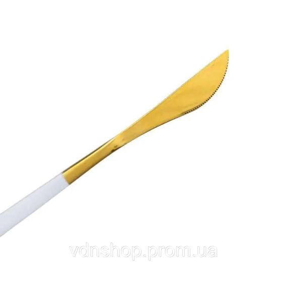 Набор столовых ножей 6 штук ножи сервировочные столовые 22.5 см Белый с золотом HP-20-11 | Зображення 2