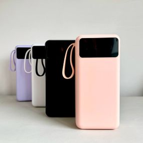 Power Bank Intelligent Fast з кабелем USB+Micro+Type-C+Lightning (30000mAh) Рожевий