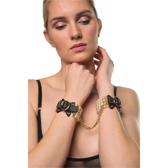 Наручники Guilty Pleasure Allure з перлами, чорно-золоті Sex Aura | Зображення 7