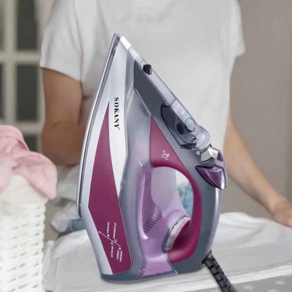 Утюг проводной с керамическим покрытием 2400 Вт SOKANY SK-11019 Розовый