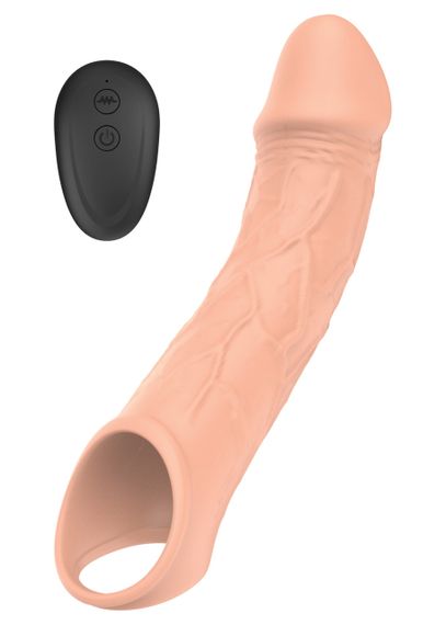 Подовжуюча насадка на пеніс з вібрацією та пультом керування Vibrating Extension Sex Aura | Зображення 1