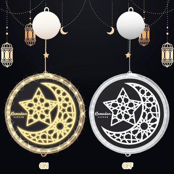 Декоративная LED лампа Ramadan, набор 2шт, на батарейках, украшение на стену или окно Рамадан | Зображення 4