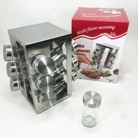 Набор емкостей для специй на подставке UNIQUE 12 в 1 Квадрат Органайзер для приправ, Стойка для специй