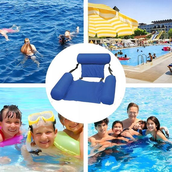 Надувной матрас-кресло для плавания (100×120см), Синий / Пляжное кресло для купания / Складной матрас для | Зображення 4