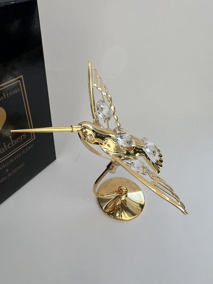 Кришталева мініатюра ручної роботи зі стразами Тропічна колібрі Grand, 11 см | Зображення 2