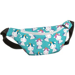 Сумка на пояс бананка Bumbag Единорожки на бирюзовом фоне 27x16 см (BB_19A019_WH)