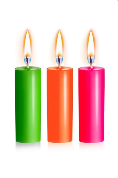 Набір свічок воскових Art of Sex size S 10 см (3 шт), низькотемпературні, люмінісцентні Різнокольорові