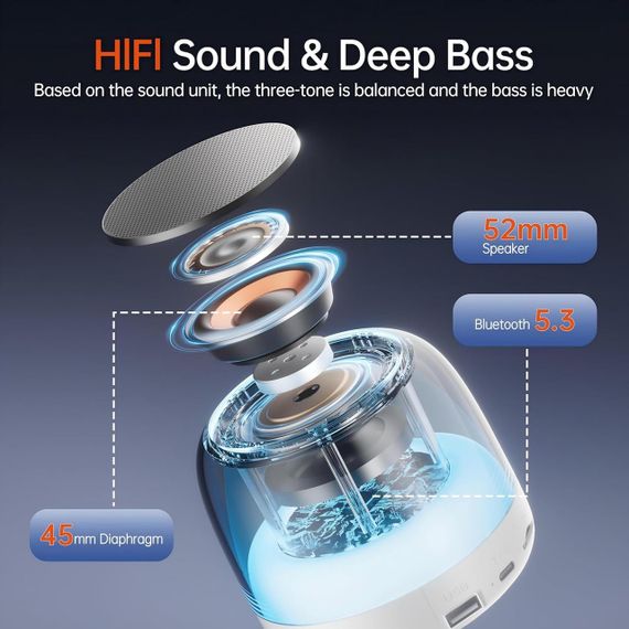 Портативна Bluetooth-колонка PRSCFUM DZ018 — бездротова, з LED RGB-підсвічуванням і подвійним з’єднанням | Зображення 6