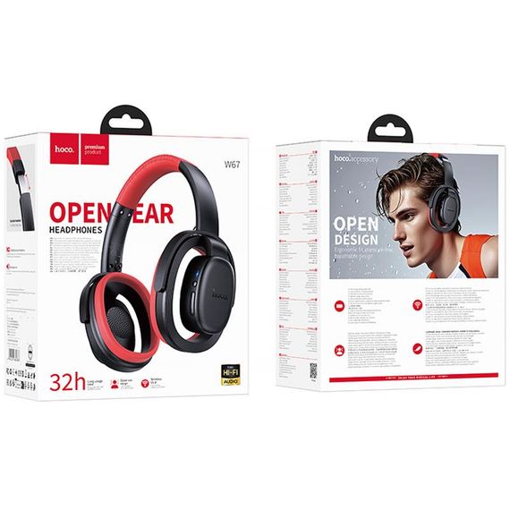 Накладні бездротові навушники Hoco W67 Rhyme Open Ear Black | Зображення 2