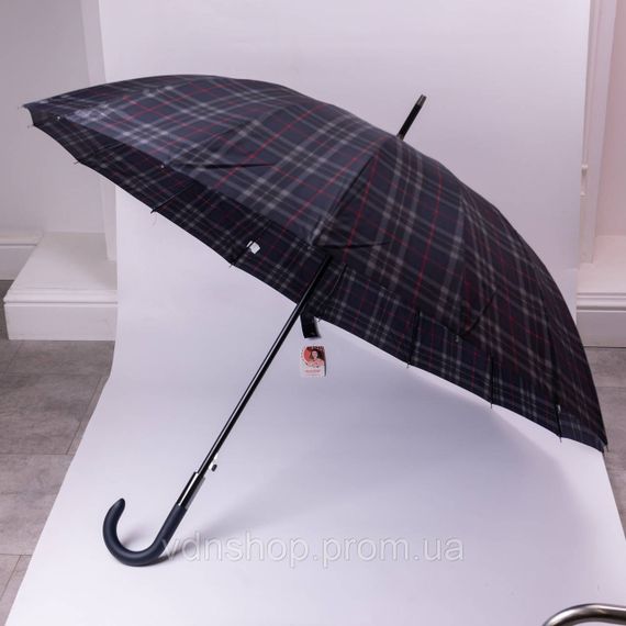 Класична парасолька-тростина напівавтомат з поліестеру 16 спиць діаметр 117 см Синя HP-23-4BL | Зображення 5