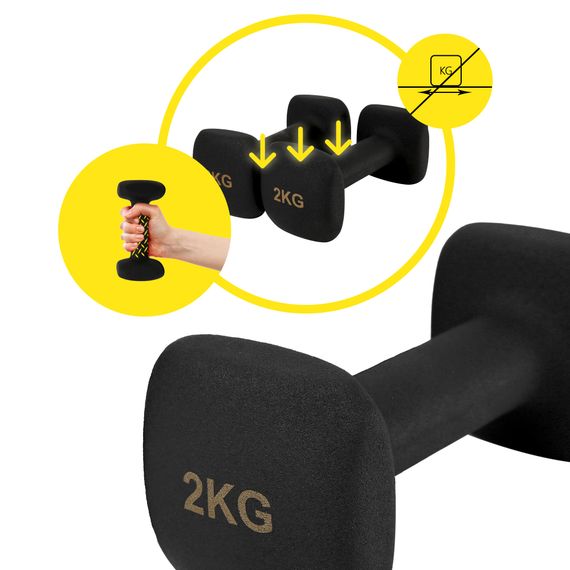 Гантелі вінілові Cornix Square 2 x 2 кг XR-0407 Black | Зображення 5