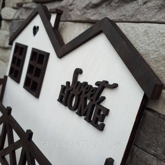 Настенная ключница из дерева Деревянный органайзер для ключей Держатель для хранения Персонализация | Зображення 1