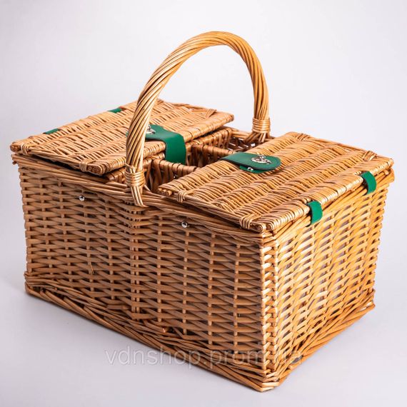 Кошик плетений для пікніка з посудом на 4 персони 48х33х43 см набір посуду туристичний для кемпінгу HP-ZQ-3 | Зображення 6