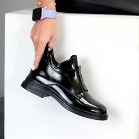 Повседневные черные низкие ботинки деми натуральная кожа глянец 38