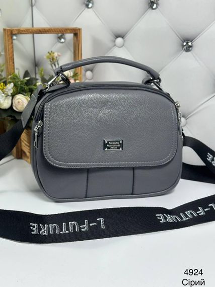 Сумка маленька кросбоді жіноча тканинний ремінь Сіра