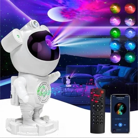 Ночник проектор звездного неба Астронавт с Bluetooth колонкой Sky Star Astronaut Bambi ZZ-202