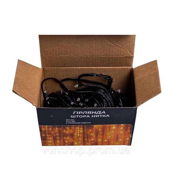 Новогодняя гирлянда штора 3х2 м 144 LED комнатная белый провод Жёлтый ZWM32144LEDY | Зображення 7
