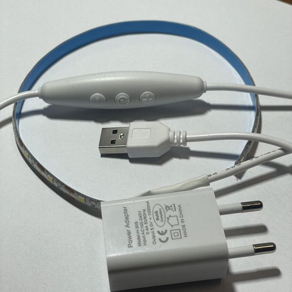 Светодиодная лента белая USB ЮСБ 30см, 5V адаптер (работает от повер банка) (6470) | Зображення 5