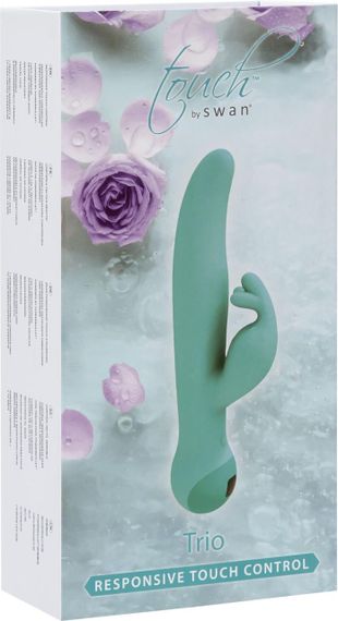 Вибратор-кролик Touch by SWAN - Trio Teal, сенсорное управление, ротация, диаметр 3,8 см Sex Aura | Зображення 6