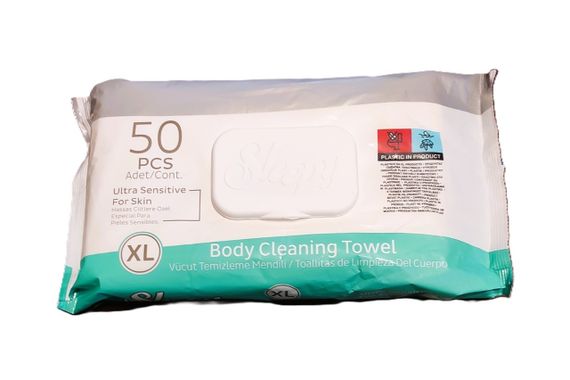 Вологі рушники для тіла Sleepy Body Cleaning Towel XL 50 шт, серветки для сухого душу та догляду за хворими | Зображення 2