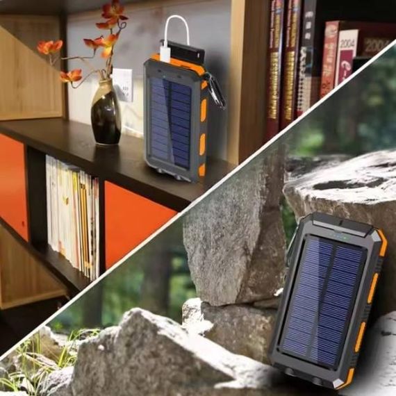 Power bank 50000mAh з компасом та на сонячній батареї Чорний з помаранчевим