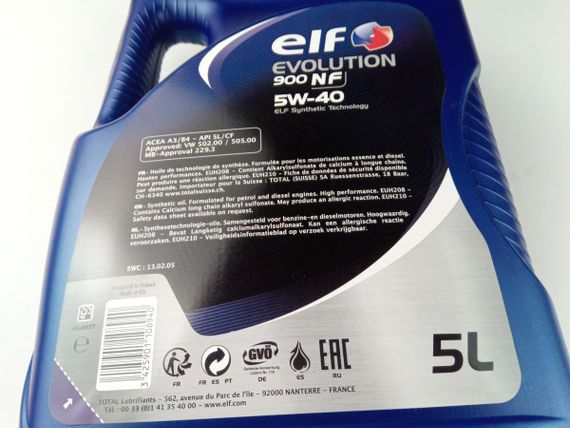 Олива моторна 5W-40 синтетична ELF Evolution 900 NF 5 л. (216651) (194872) | Зображення 1