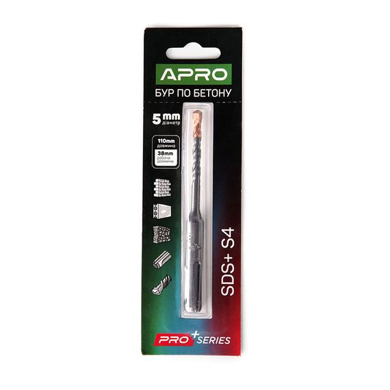 Бур для бетону SDS+ HQ S4 Ø 5x110 мм APRO 8151401