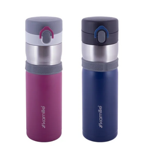 Термос-пляшка 2014 400мл з нерж.сталі (голубий, фіолетовий, оранж, салат.)  KAMILLE 2014