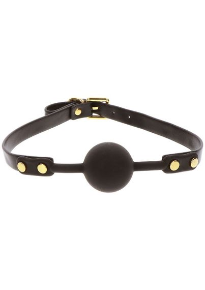 Кляп-кулька з золотою фурнітурою Taboom Ball Gag, чорний Sex Aura | Зображення 2