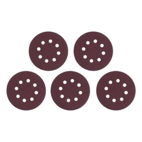 Круг наждачний самоклейний 125 мм з отворами, папір клас С, щільність 140 г/м2, К140, пак. 5ед INTERTOOL1