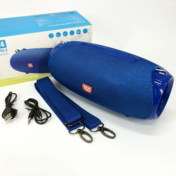 Портативная Bluetooth колонка TG534 SD IPX5 с ремешком, портативная блютус колонка. Цвет: синий
