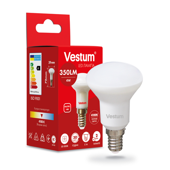 Світлодіодна лампа Vestum R39 4W 4100K 220V E14 1-VS-1401 | Зображення 2