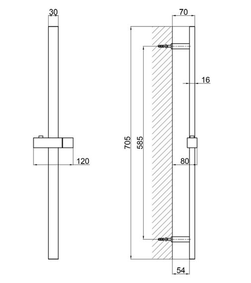 Душова стійка Qtap з тримачем універсальна Lepit, Matt Black, 705 мм, прямокутна QTLEP82103NB | Зображення 1