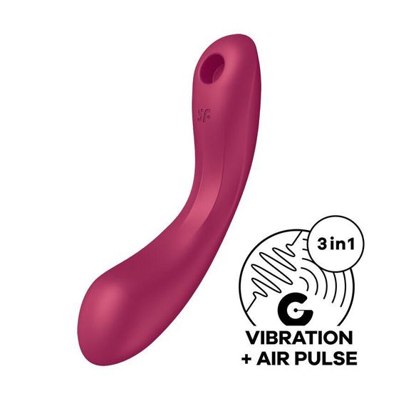 Вакуумний стимулятор з вібрацією Satisfyer Curvy Trinity 1 Red, іграшка 3в1 – універсальний вибір для максимального задоволення | Зображення 1