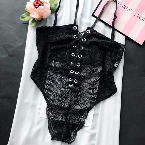 Эротическое боди с завязками черный - S/M | Зображення 4