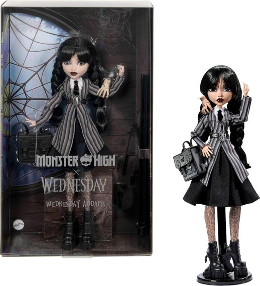 Колекційна лялька Венздей Аддамс у шкільній формі Mattel Monster High X Wednesday Addams | Зображення 1