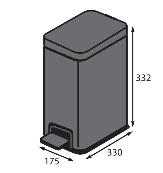 Відро для сміття Koer TC-010108-07 з плавним закриттям, прямокутне, 8 л, графіт (KR5591) | Зображення 1