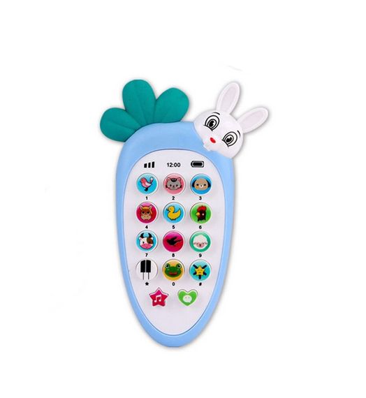 Телефон "Зайчик Звоня" 80650 WToys, на укр.языке, подсветка, сказки, песни, скороговорки, стихи, в коробке (6945717416567) Голубой