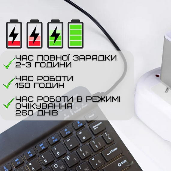 Портативна Бездротова Клавіатура і Миша Bluetooth з UA розкладкою на Акумуляторі для ПК Ноутбуків Смартфонів і Планшетів на | Зображення 3