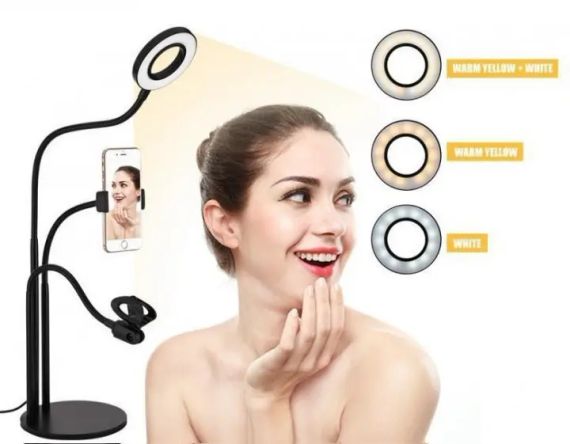 Набір блогера 3в1 Гнучкий штатив з Led кільцем Ring Light + тримачі для телефону та мікрофона на підставці | Зображення 2