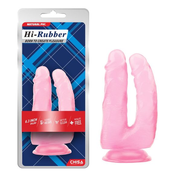 Фаллоимитатор для двойного проникновения Chisa Hi-Rubber, розовый sexstyle | Зображення 1