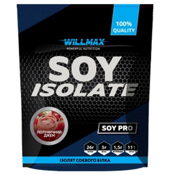 Протеїн Willmax Soy isolate 900 g /30 servings/ Strawberry Jam