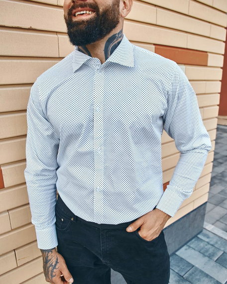 Сорочка класична білий горох S XL