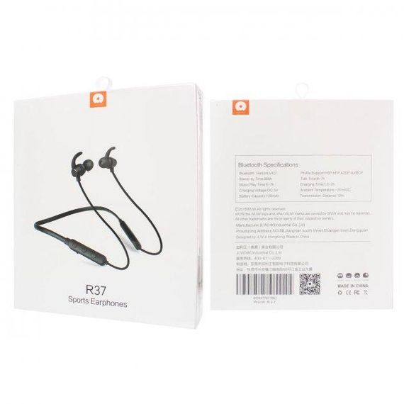 Бездротові вакуумні блютуз навушники WUW R37 Bluetooth  Black | Зображення 4
