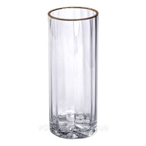 Декоративна ваза для квітів із прозорого скла із золотою окантовкою 25 см HP-1707